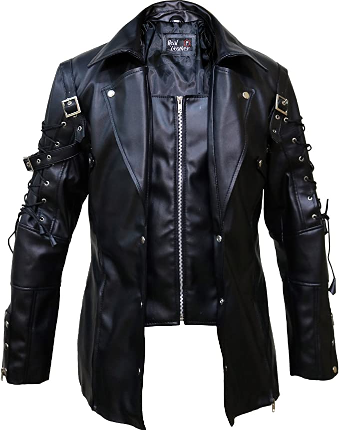 mens black gothic looking leather jacket