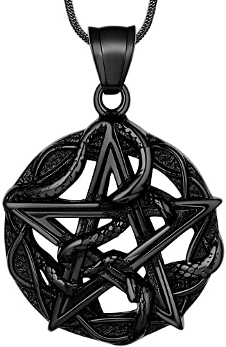 black pendant star in middle snake intertwining