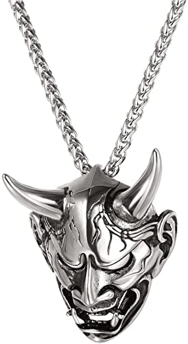 demon with horns pendant and chain