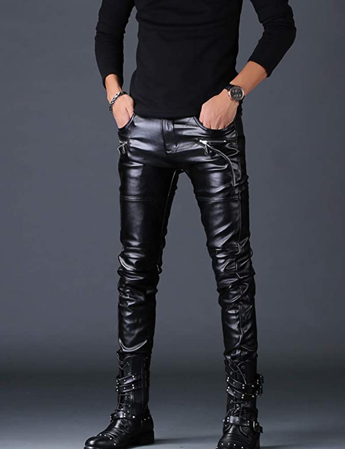 man wearing black leather pants and sweater