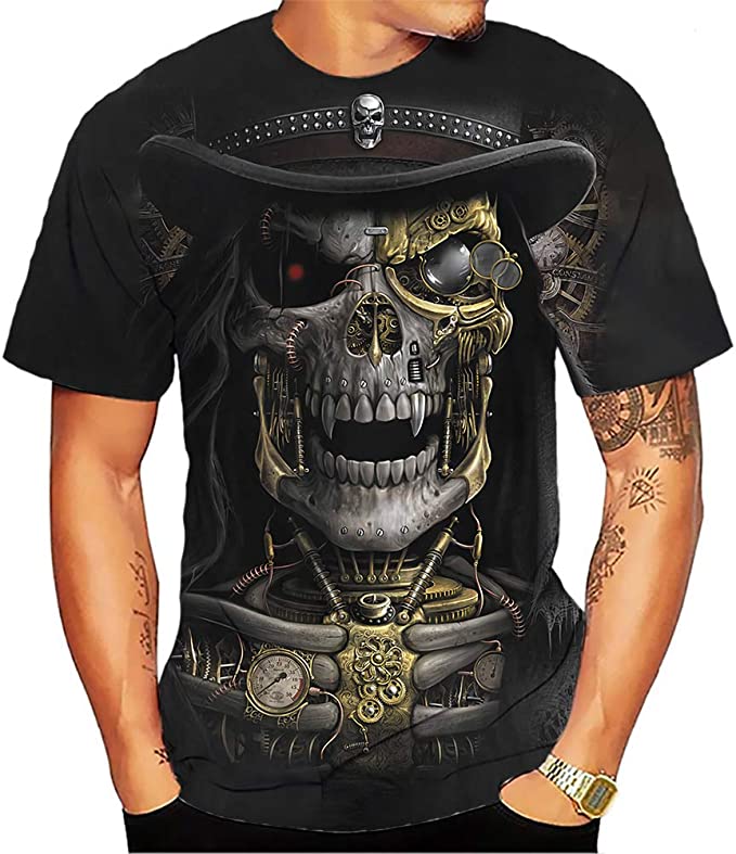 men skull graphic full front tshirt