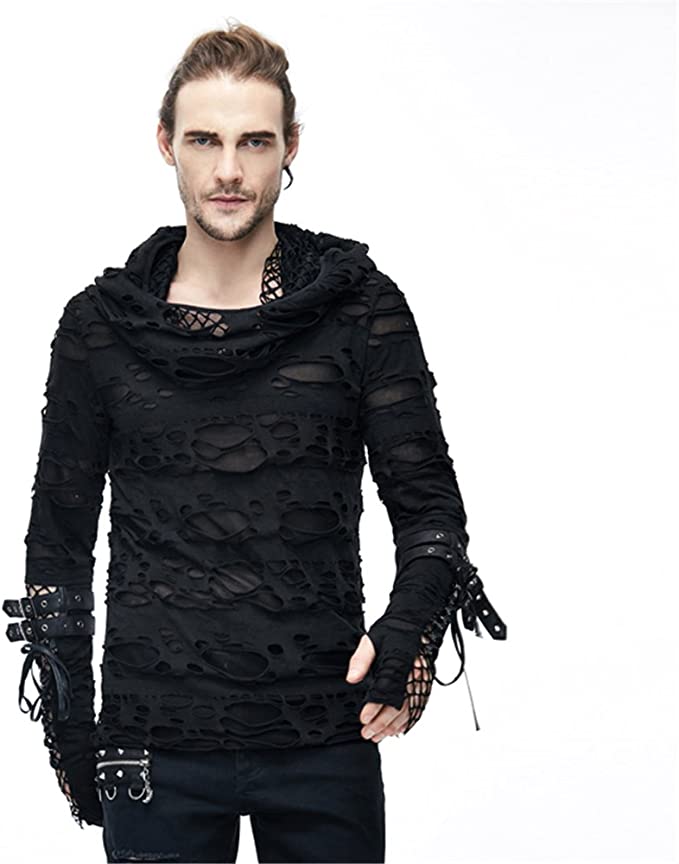 men waring black torn sweater with strap sleeves