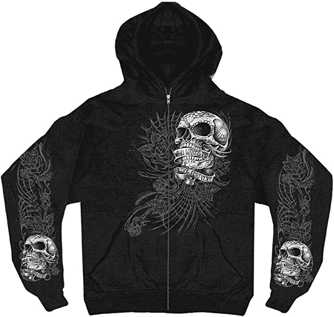 mens hooded sweater skulls imprints