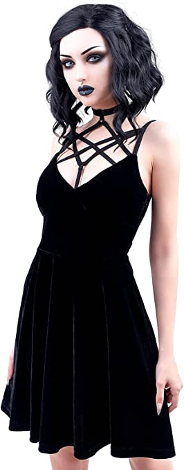 gothic girl wearing black dress