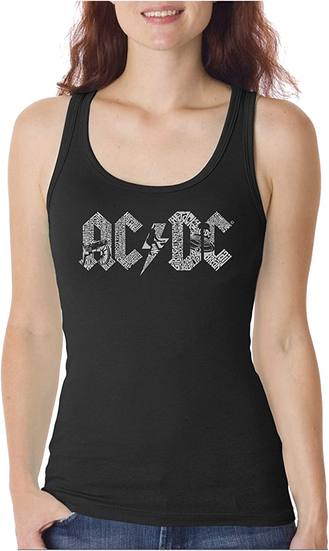 woman wearing acdc tank top