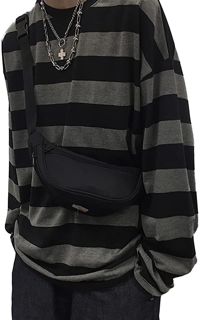 womens beggy black gray stripped sweater